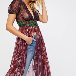 Free People Daisy Fields Floral Sheer Top / Duster Size: XS